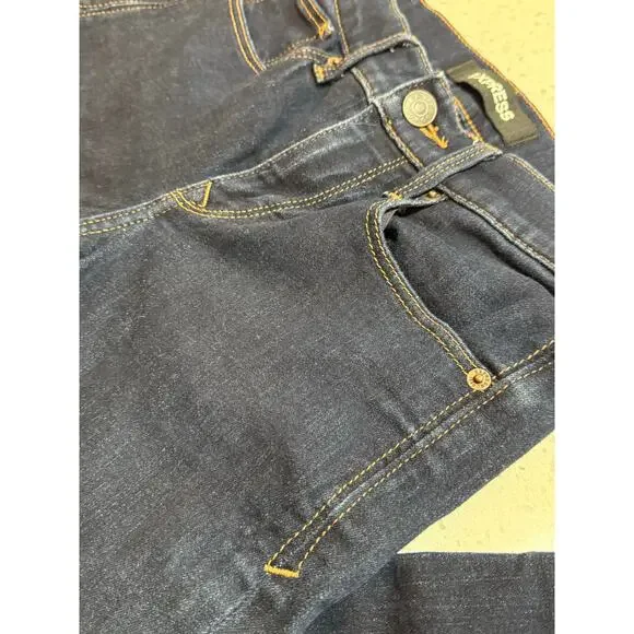 EXPRESS DARK BLUE STRETCH SKINNY MIDRISE DENIM WOMENS SIZE 00 - Picture 4 of 5